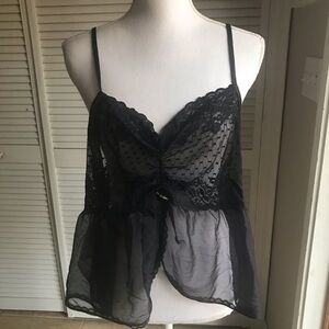NEW NWT Midnite Romance Chemise Sheer lace Black Neglige Lingerie 3 X Babydoll